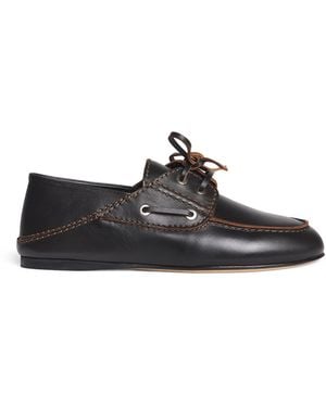 Sandro Leather Boat Shoes - Black