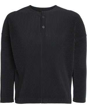 Homme Plissé Issey Miyake Pleated Henley Shirt - Black