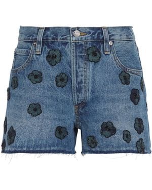 FRAME The Embellished Hang Denim Shorts - Blue