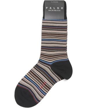 FALKE Cotton-Blend Microblock Stripe Socks - Grey