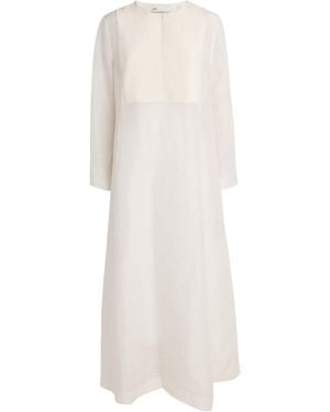 Tory Burch Linen-Silk Pleated Midi Kaftan - White