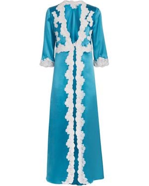 Loretta Caponi Silk Viva Robe - Blue