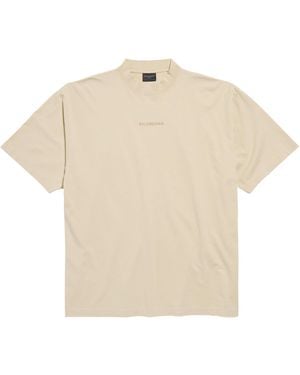 Balenciaga Cotton Distressed Logo T-Shirt - Natural