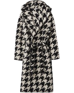 Burberry Wool Houndstooth Robe - Black