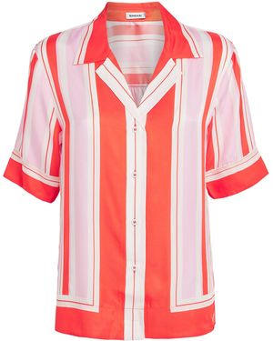 Jonathan Simkhai Silk-Blend Stripe Koda Shirt - Red