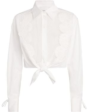Sandro Broderie Anglaise Cropped Shirt - White