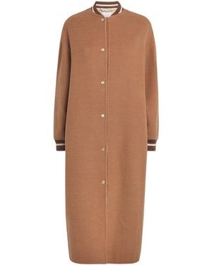 Eleventy Wool Longline Bomber Jacket - Brown