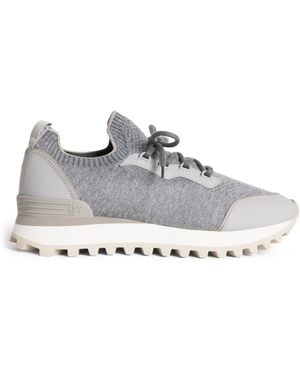 Eleventy Merino Wool-Leather Sneakers - Grey