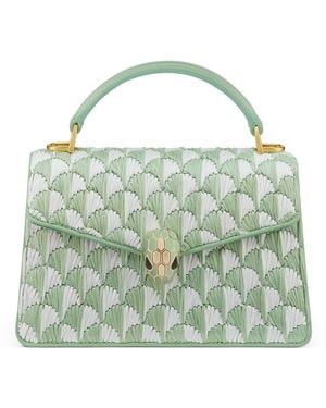 BVLGARI Mini Raffia Serpenti Forever Top-Handle Bag - Green