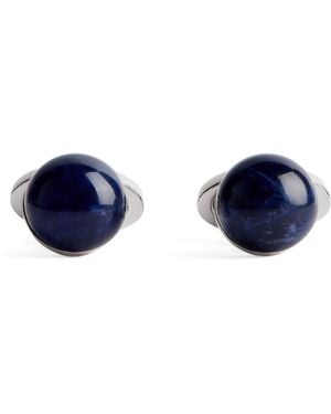 Babette Wasserman Rhodium-Plated Sodalite Power Orb Cufflinks - Blue