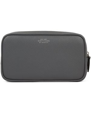 Smythson Panama Leather Toiletries Bag - Grey