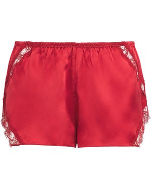 Kiki de Montparnasse Silk Lace-Trim Shorts - Red