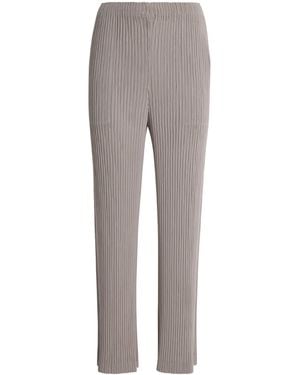 Issey Miyake Hatching Pleats Straight Leg Pants - Gray