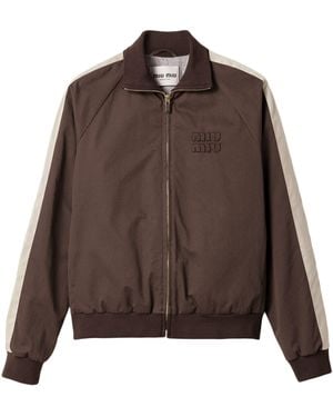 Miu Miu Cotton Twill Blouson Jacket - Brown