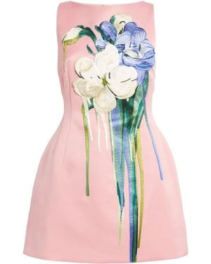 LEO LIN Floral Appliqué Ali Mini Dress - Pink
