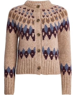 Veronica Beard Alpaca Wool-Blend Fair Isle Christina Cardigan - Natural