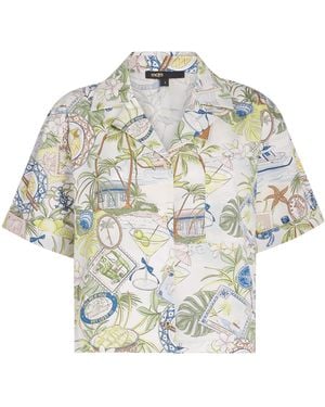 Maje Cotton Postcard Print Shirt - Metallic