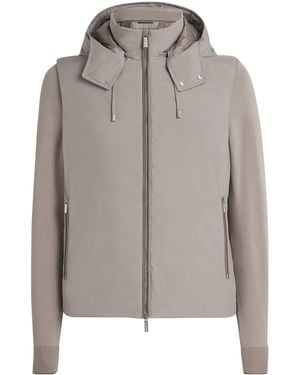 Moorer Two-Tone Hooded Bomber Jacket - Grey
