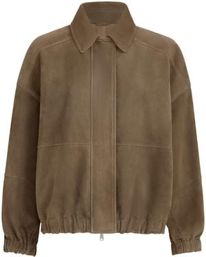 Brunello Cucinelli Suede Bomber Jacket - Brown