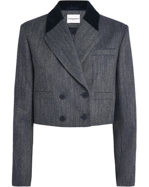 Claudie Pierlot Tweed-Velvet Cropped Blazer - Blue
