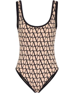 Valentino Garavani Toile Iconographe Swimsuit - Brown