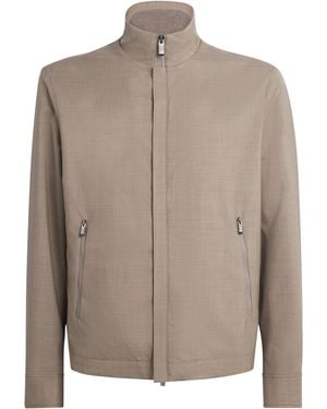 Paul & Shark Wool-Silk Bomber Jacket - Brown