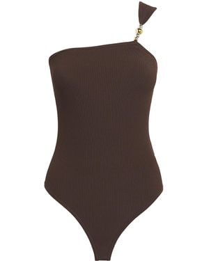 Sandro Bead-Detail One-Shoulder Bodysuit - Brown