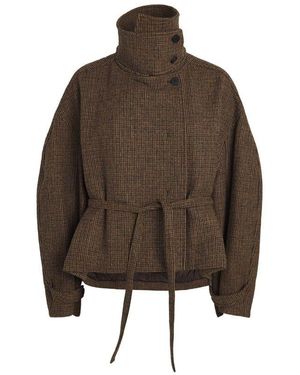 LE17SEPTEMBRE Wool Tweed High-Neck Jacket - Brown