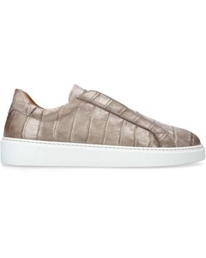 Magnanni Crocodile Leather Lotto Trainers - Natural