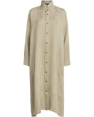 Eskandar Damask Silk Shirt Dress - Natural