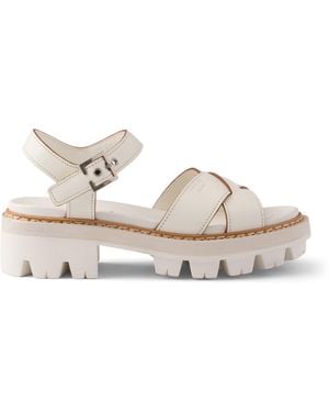 Prada Lambskin Platform Sandals 55 - Natural