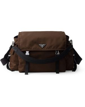 Prada Re-Nylon And Leather Messenger Bag - Black