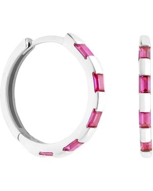 Astrid & Miyu And Sapphire Baguette Hoop Earrings - Pink