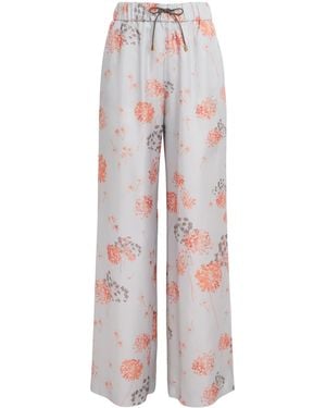 Colombo Silk Floral Wide-Leg Trousers - Multicolour