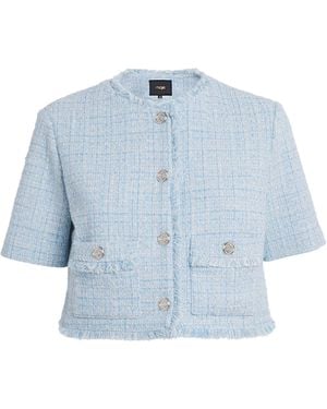 Maje Tweed Cropped Jacket - Blue