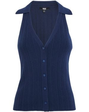 PAIGE Ribbed Noellia Tank Top - Blue