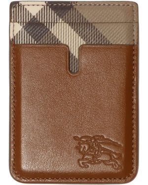 Burberry Pop Check Magnetic Card Holder - Brown