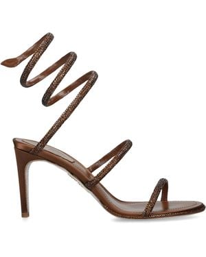 Rene Caovilla Satin Embellished Cleo Sandals 80 - Brown