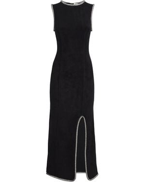 Sandro Velvet Embellished-Detail Midi Dress - Black
