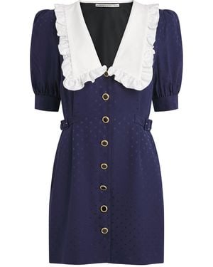 Alessandra Rich Silk Jacquard Mini Dress - Blue