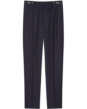 Givenchy Wool-Blend Stripe Couture Seam Pants - Blue