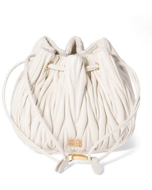 Miu Miu Matelassé Nappa Leather Pouch - Natural