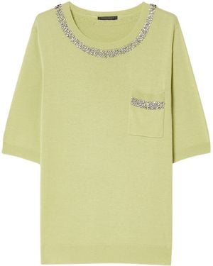 Marina Rinaldi Embellished Short-Sleeve Jumper - Yellow