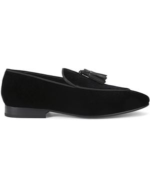 Kurt Geiger Velvet Bedford Tassel Loafers - Black