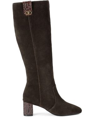 Kurt Geiger Suede Chelsea Trim Knee-High Boots - Black