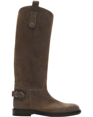 Burberry Suede Cavalier Knee-High Boots - Brown