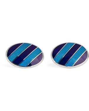 Deakin & Francis Sterling Denim Enamel Cufflinks - Blue