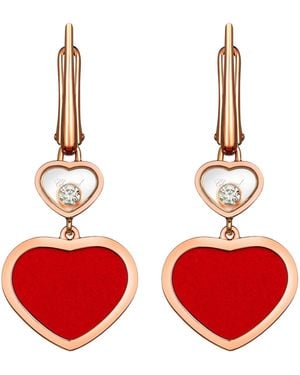 Chopard And Diamond Happy Hearts Earrings - Red