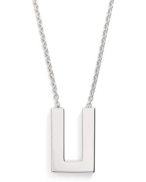 Tom Wood Rhodium-Plated Sterling Square Pendent Necklace - Metallic