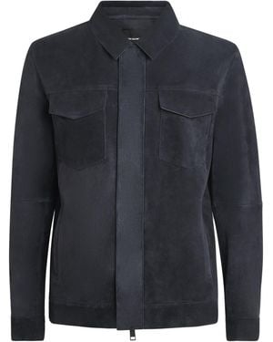Yves Salomon Suede Zip-Up Jacket - Blue